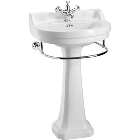 The Burlington Round Edwardian Medium Basin & Pedestal with Towel Rail