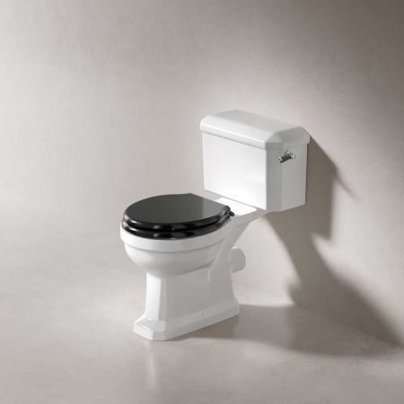 Ashbee and Stone Tamar Close Coupled Black Lever Toilet - Angled