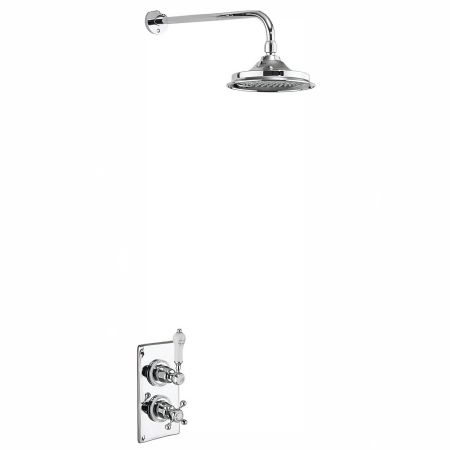 Burlington Trent Thermostatic Single Outlet Concealed Shower Valve with Fixed Shower Arm and 12" Shower Head