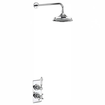 Burlington Trent Thermostatic Single Outlet Concealed Shower Valve with Fixed Shower Arm and 9" Shower Head