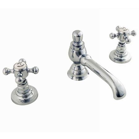 Silverdale Victorian Three Hole Basin Mixer Tap And Pop Up Waste