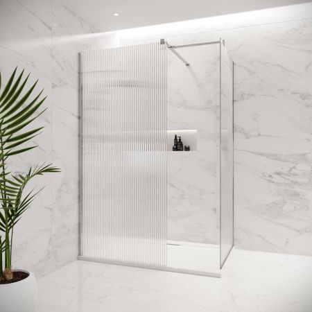 Wharfe Reeded Walk-In Shower Enclosure - Chrome