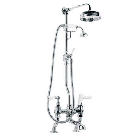 Lefroy Brooks Classic White Lever Bath Shower Mixer With Riser Kit