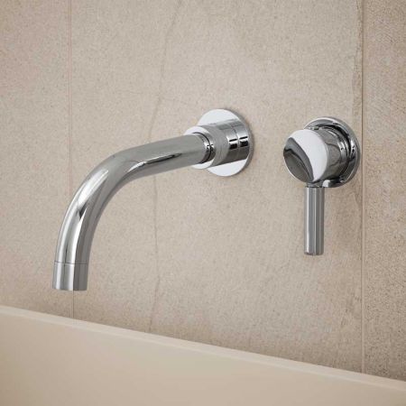 Senska - 2-Hole Basin Mixer - Wall Mounted - Metal Lever - Chrome