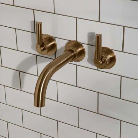 Senska 3-Hole Bath Filler - Wall Mounted - Metal Lever