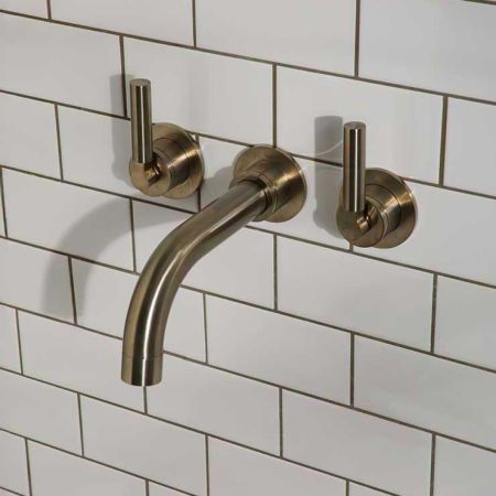Senska 3-Hole Bath Filler - Wall Mounted - Metal Lever - Brushed Nickel