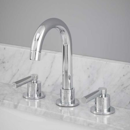 Senska - 3-Hole Basin Mixer - Deck Mounted - Metal Lever - Chrome