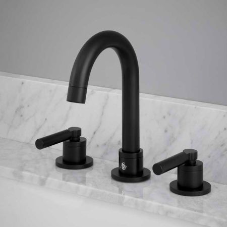 Senska - 3-Hole Basin Mixer - Deck Mounted - Metal Lever - Matt Black