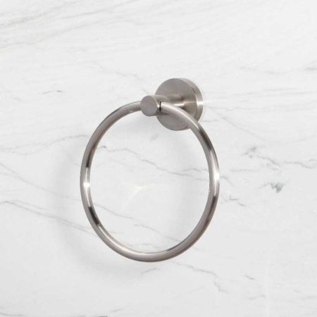 Contemporary Round Towel Ring - Brushed Nickel