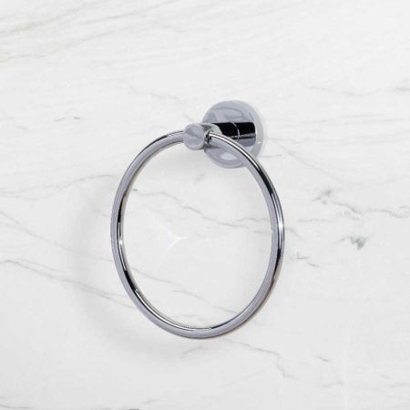 Contemporary Round Towel Ring - Chrome