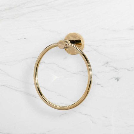 Contemporary Round Towel Ring - Polished Brass