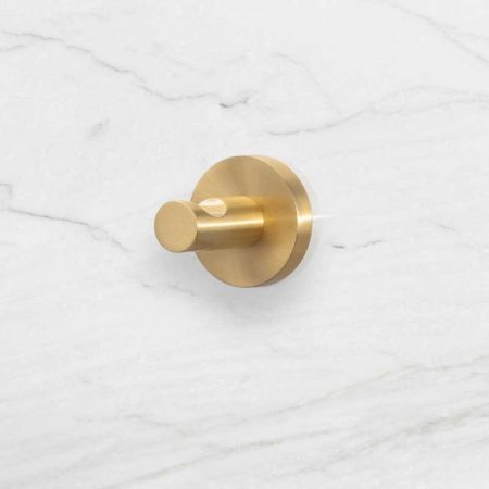 Contemporary Single Robe Hook - Brushed Brass