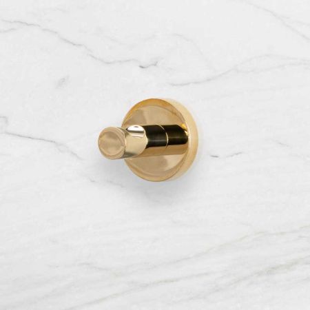 Contemporary Single Robe Hook - Polished Brass
