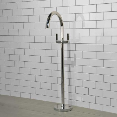 Senska - Bath Filler - Floor Mounted - Black Lever - Chrome