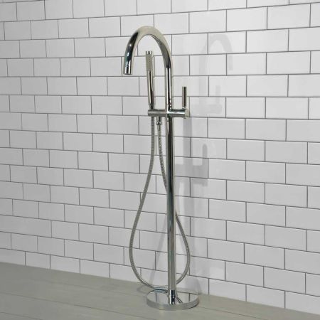 Senska - Bath Shower Mixer - Floor Mounted - Metal Lever - Chrome