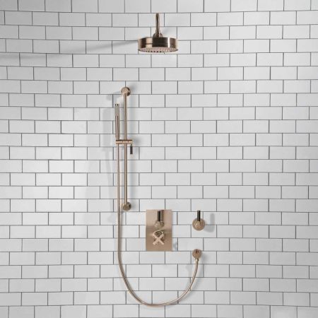 Elbe - Concealed Shower Set + Diverter - Black Lever/Black Lever - 8" Rose - Brushed Nickel