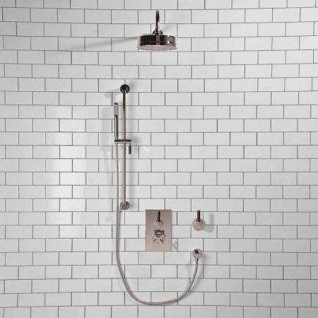 Elbe - Concealed Shower Set + Diverter - Black Lever/Black Lever - 8" Rose - Chrome