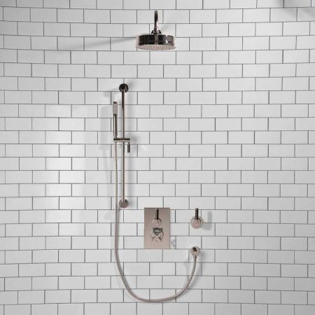 Elbe - Concealed Shower Set + Diverter - Black Lever/Black Lever - 8" Rose - Chrome