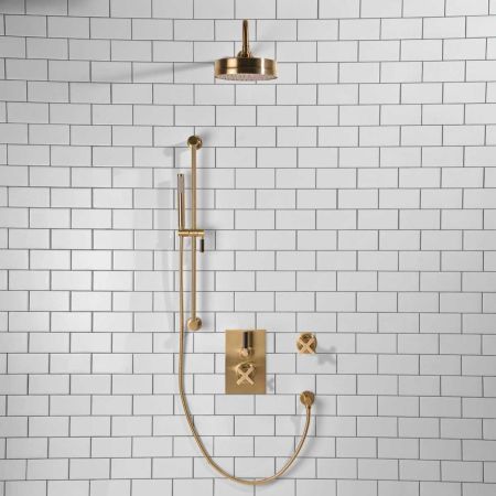 Elbe - Concealed Shower Set + Diverter - Black Lever/X-Top - 8" or 6" Rose