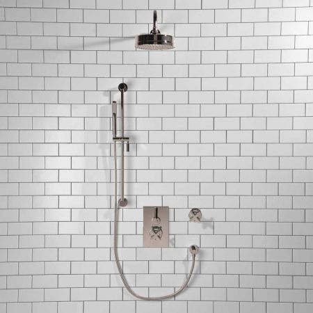 Elbe - Concealed Shower Set + Diverter - Black Lever/X-Top - 8" Rose - Chrome