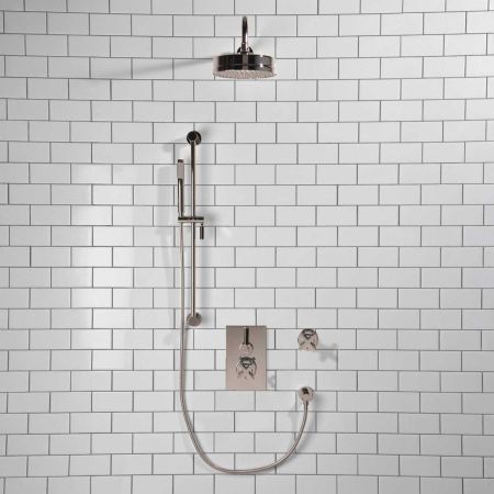 Elbe - Concealed Shower Set + Diverter - Black Lever/X-Top - 8" Rose - Chrome