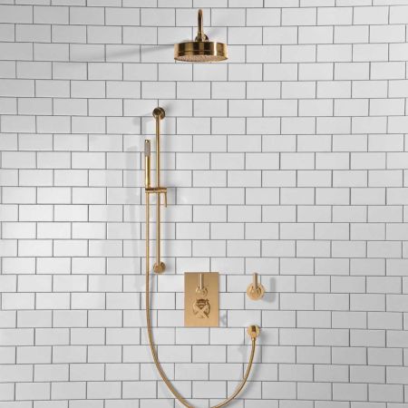 Elbe - Concealed Shower Set + Diverter - Metal Lever/Metal Lever - 8" Rose - Polished Brass