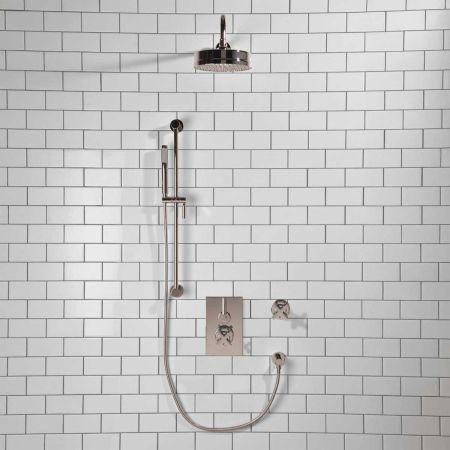 Elbe - Concealed Shower Set + Diverter - Metal Lever/X-Top - 8" Rose - Chrome Finish