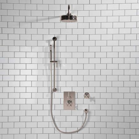 Elbe - Concealed Shower Set + Diverter - Metal Lever/X-Top - 8" Rose - Chrome Finish