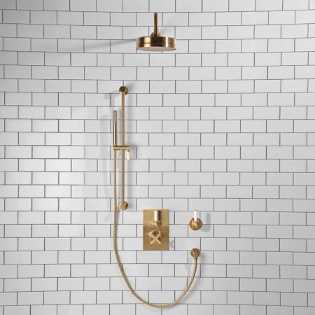 Elbe - Concealed Shower Set + Diverter - White Lever/White Lever - 8" or 6" Rose