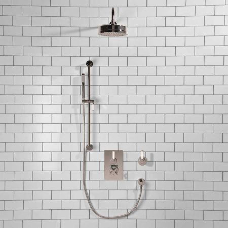 Elbe - Concealed Shower Set + Diverter - White Lever/White Lever - 8" Rose - Chrome Finish