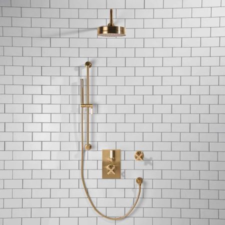 Elbe - Concealed Shower Set + Diverter - White Lever/X-Top - 8" or 6" Rose