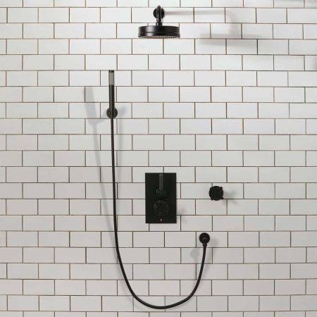 Elbe - Concealed Shower Set + Diverter - Hook Mount - Metal Lever/X-Top - 8" Rose - Matt Black