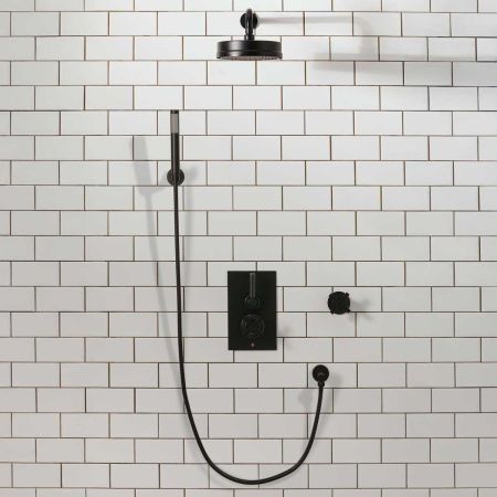 Elbe - Concealed Shower Set + Diverter - Hook Mount - Metal Lever/X-Top - 8" Rose - Matt Black