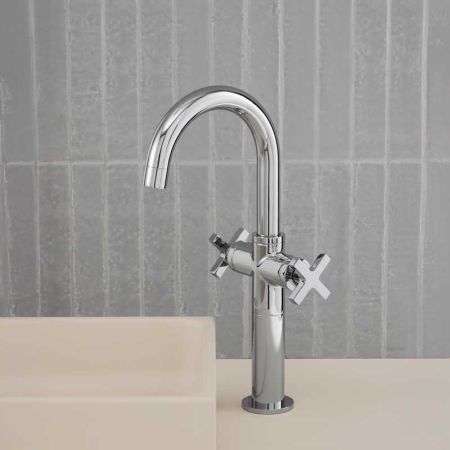 Bayor Monobloc Basin Mixer - Deck Mounted - X-Top - 100mm Extension - Chrome Finish