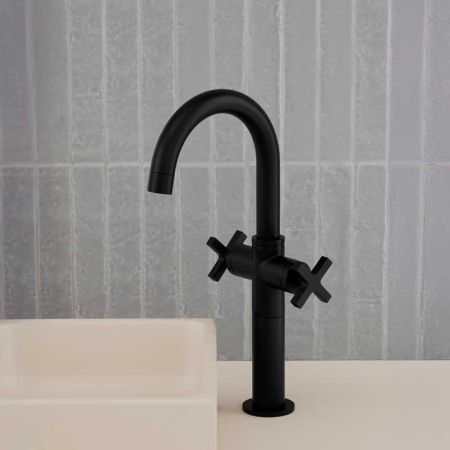 Bayor Monobloc Basin Mixer - Deck Mounted - X-Top - 100mm Extension - Matt Black