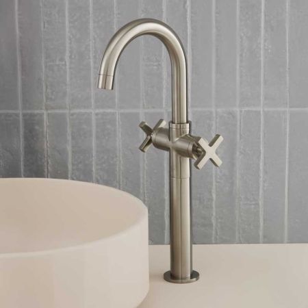 Bayor Monobloc Basin Mixer - Deck Mounted - X-Top - 160mm Extension - Brushed Nickel