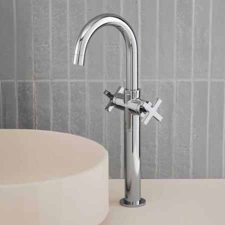 Bayor Monobloc Basin Mixer - Deck Mounted - X-Top - 160mm Extension - Chrome Finish