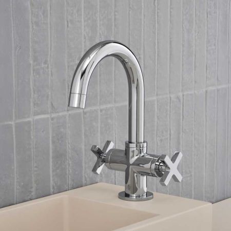Bayor Monobloc Basin Mixer - Deck Mounted - X-Top - Chrome