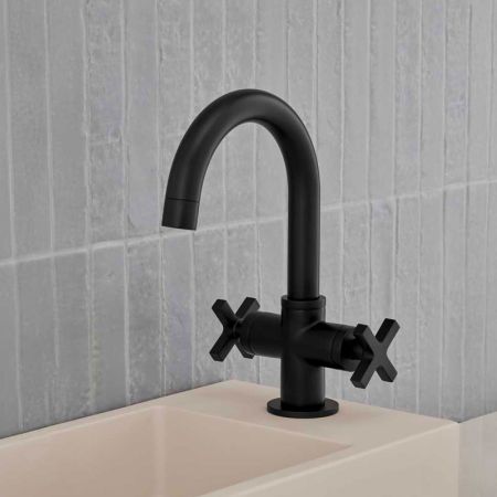 Bayor Monobloc Basin Mixer - Deck Mounted - X-Top - Matt Black