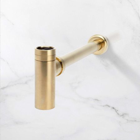 Contemporary Flat Bottom Basin Bottle Trap - Brushed Brass