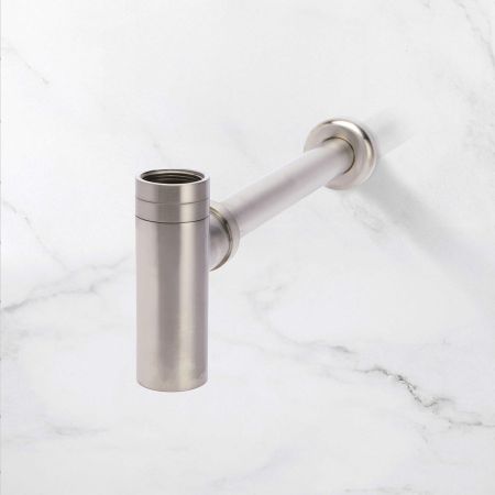 Contemporary Flat Bottom Basin Bottle Trap - Brushed Nickel