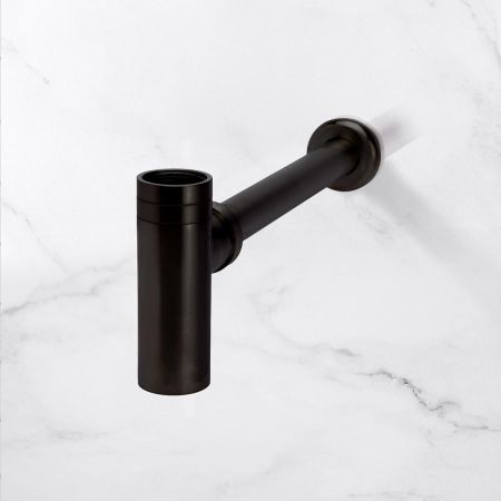Contemporary Flat Bottom Basin Bottle Trap - Matt Black