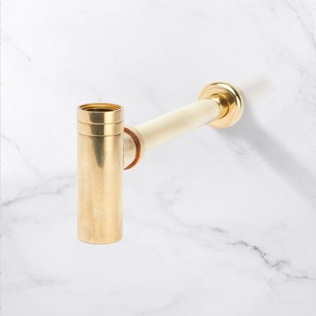 Contemporary Flat Bottom Basin Bottle Trap - Polished Brass