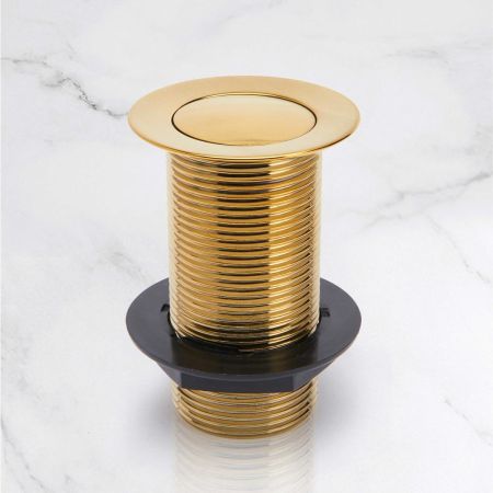 Un-slotted click-clack basin waste in Brushed Brass