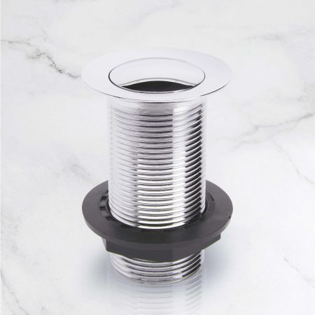 Un-slotted click-clack basin waste in Polished Nickel