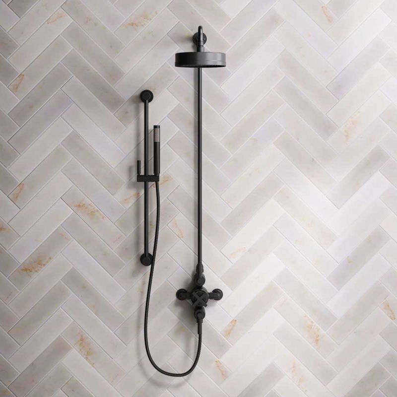 Elbe Dual Outlet Shower Kit - Exposed Valve - ML - Handshower Slider-Rail - Brushed Brass