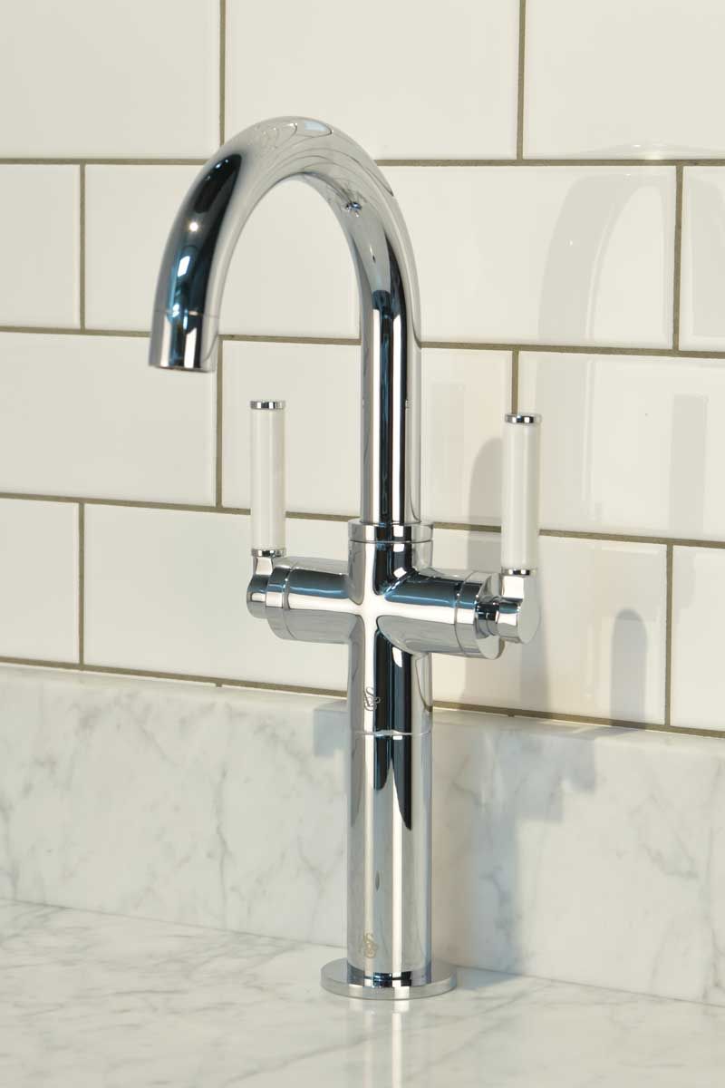 Senska Monobloc Basin Mixer Deck Mounted White Lever 100mm