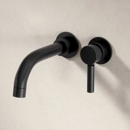 Bayor Wall Mounted 2 Hole Bath Filler with Metal Lever in Matt Black