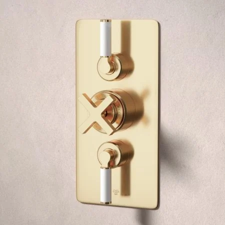 Bayor Dual Outlet Concealed Shower with Slider Rail & 8" Rose - White Lever