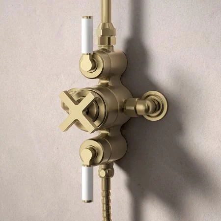 Bayor Dual Outlet Exposed Shower with Slider Rail & 8" Rose - White Lever